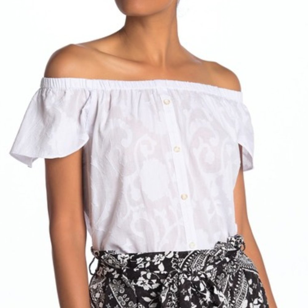 Laundry by Shelli Segal White Off Shoulder Blouse